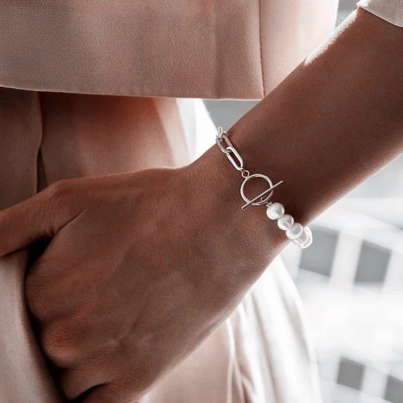 Elegant Baroque Pearl String Bracelet