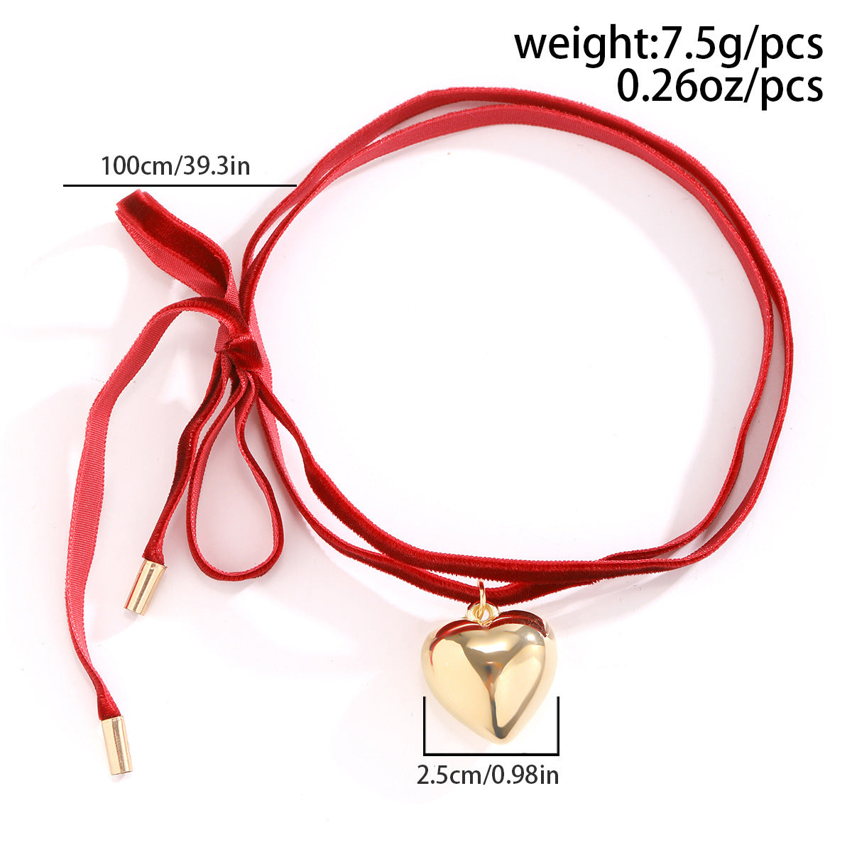 Ribbon Bow Long Choker Simple Heart Necklace