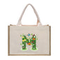 Cotton and linen canvas tote bag, printed letter tote bag, portable light handbag, gift shopping bag
