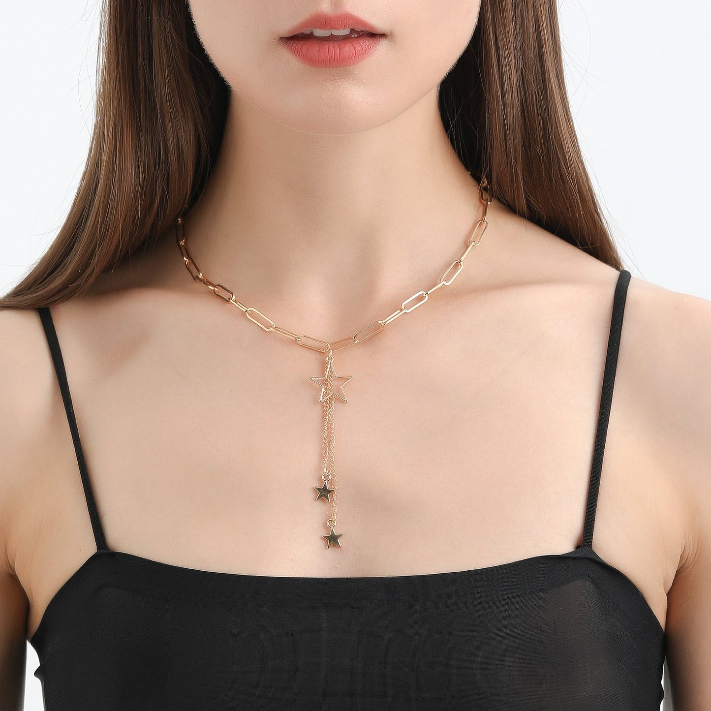 Star Paperclip Chain Pendant Necklace