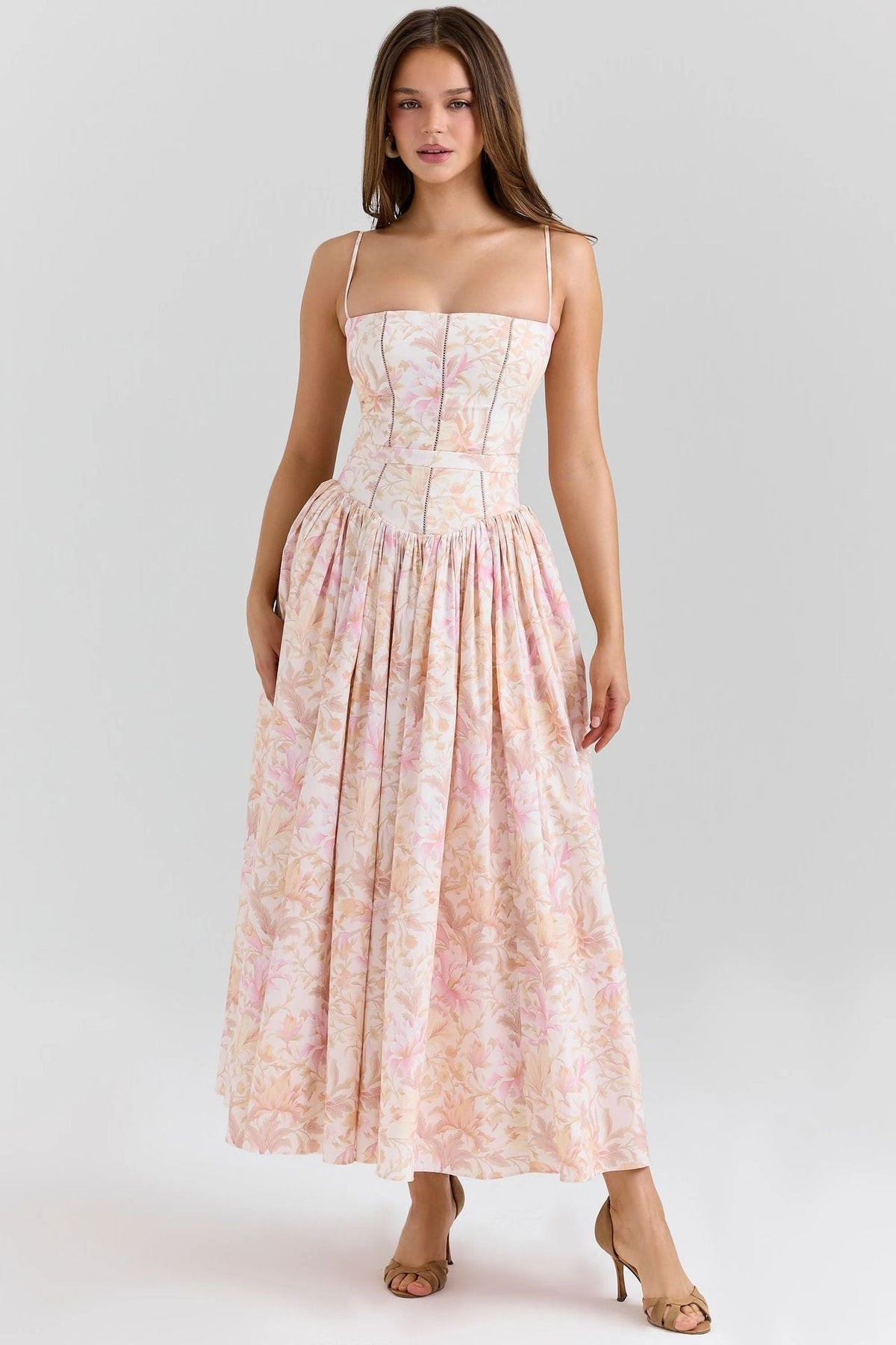 Elegant & Gentle Style Slimming Floral Spaghetti Strap Ethereal Dress
