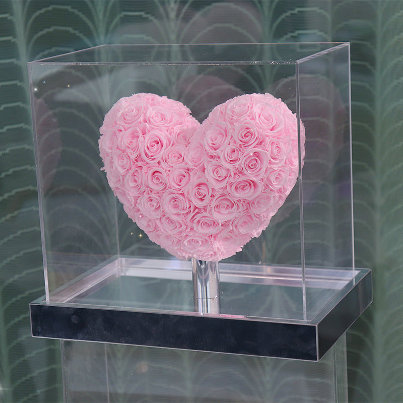 FLIPSTYLEZ LLC. Eternal Heart Preserved Red Hydrangea & Rose Mirror Box | Luxury Dried Flower Gift for Anniversary & Valentines