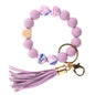 PU Tassel Keychain Women's Bag charm Silicone Beaded Keychain Wristlet Key Ring Bracelet Cute Car Key Chain Holder for Women Girls