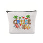 Linen printed cosmetic bag, cosmetic lipstick storage bag, small simple zipper evening clutch bag,