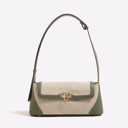 Small shoulder purse, female design retro armpit bag, canvas splicing shoulder crossbody bag