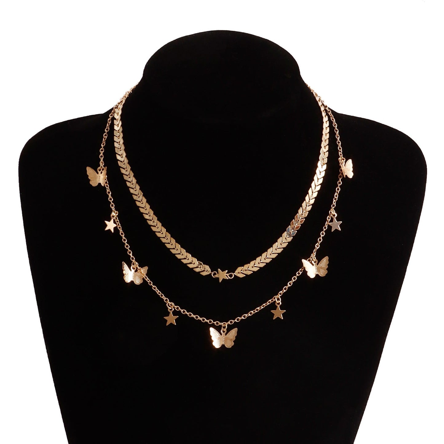Multi-Layer Butterfly Pendant Necklace