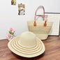 Straw Hat & Tote Two-Piece Set – Wide-Brim Beach Duo, Large Capacity Striped Vacation Kit