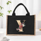 Cotton and linen canvas tote bag, printed letter tote bag, portable light handbag, gift shopping bag