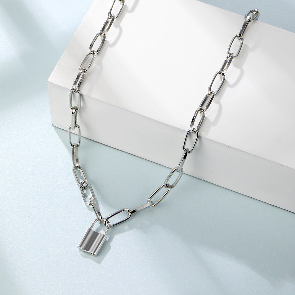 Punk Chain Necklaces Lock Charm