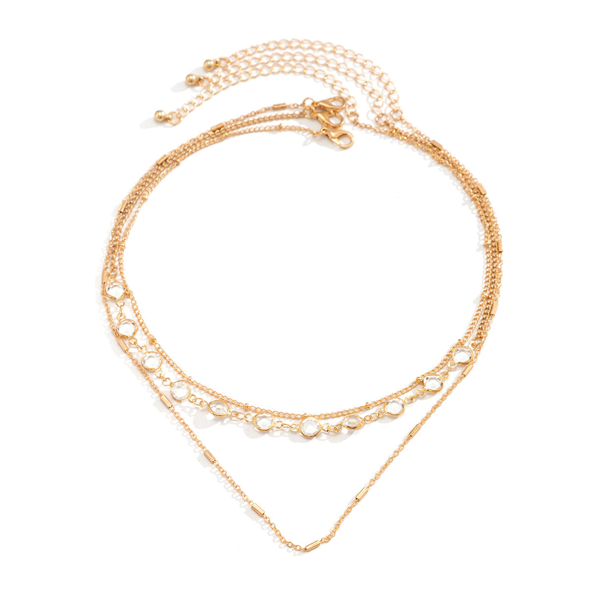 Crystal Layer Paperclip Chain Necklaces