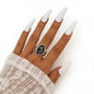 Luxury Acrylic Black Diamond Ring Minimalist Geometric Square Band