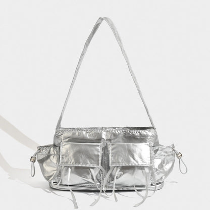 Summer nylon texture portable shoulder bag, casual shoulder bag, hobo shoulder bag, top handle shoulder purse
