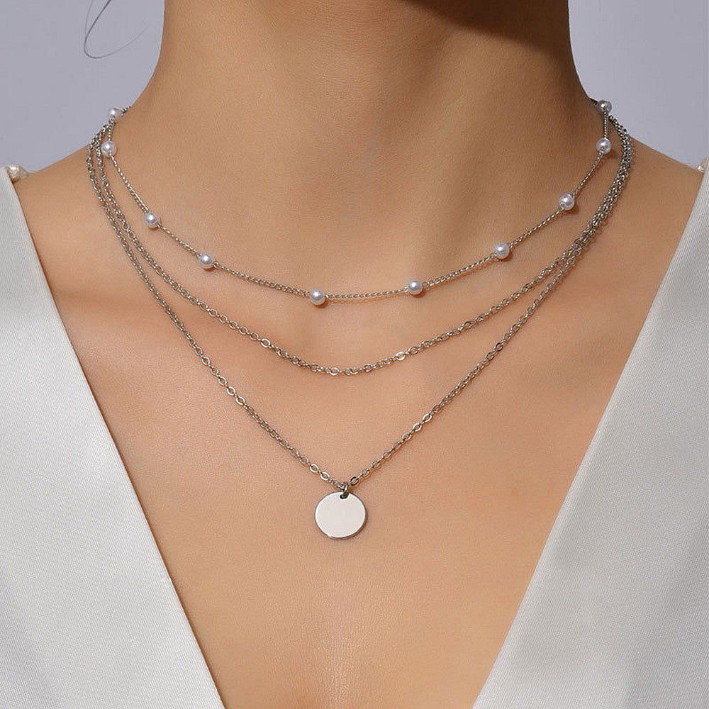 Multi Layer Pearl Chain Necklace