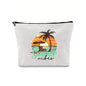 Linen printed cosmetic bag, cosmetic lipstick storage bag, small simple zipper evening clutch bag,