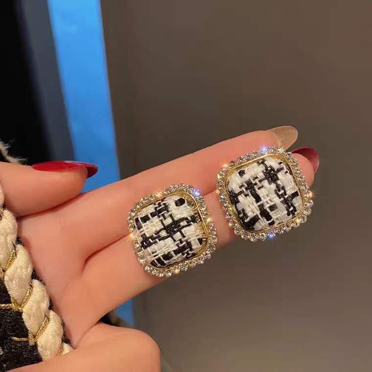 Vintage Square Fabric Geometric Earrings