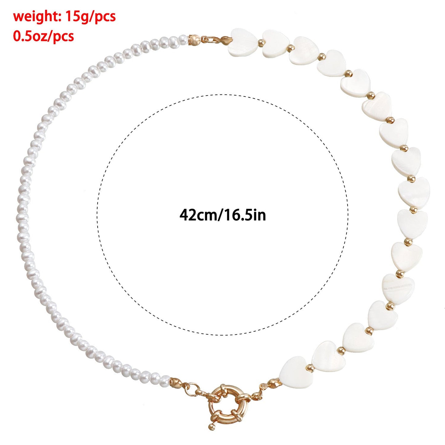 Shell Heart Pearl Necklace Choke Pearl Necklace