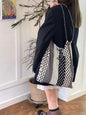 Polka dot tote bag, versatile portable shoulder bag, large-capacity environmentally friendly hobo bag for women