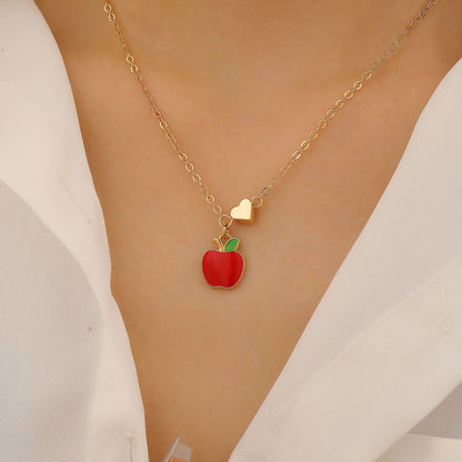 Alloy Cherry Strawberry Apple Pineapple Fruit Bracelet Necklace Jewelry Set