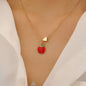 Alloy Cherry Strawberry Apple Pineapple Fruit Bracelet Necklace Jewelry Set