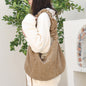 Canvas hobo bag, casual pleated shoulder bag, drawstring corduroy shoulder bag