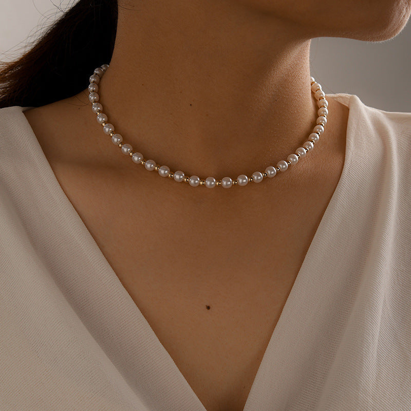 Simple Women Jewelry Gold Plated Bead Necklace Choker