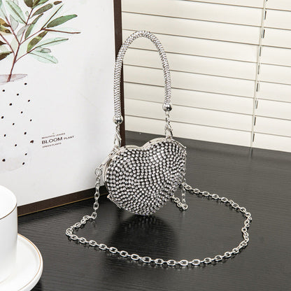 Rhinestone Dinner Bag, Mini heart purse, Small and Exquisite Shiny Dress Bag, Ball Bag, Prom Bag, Party Purse
