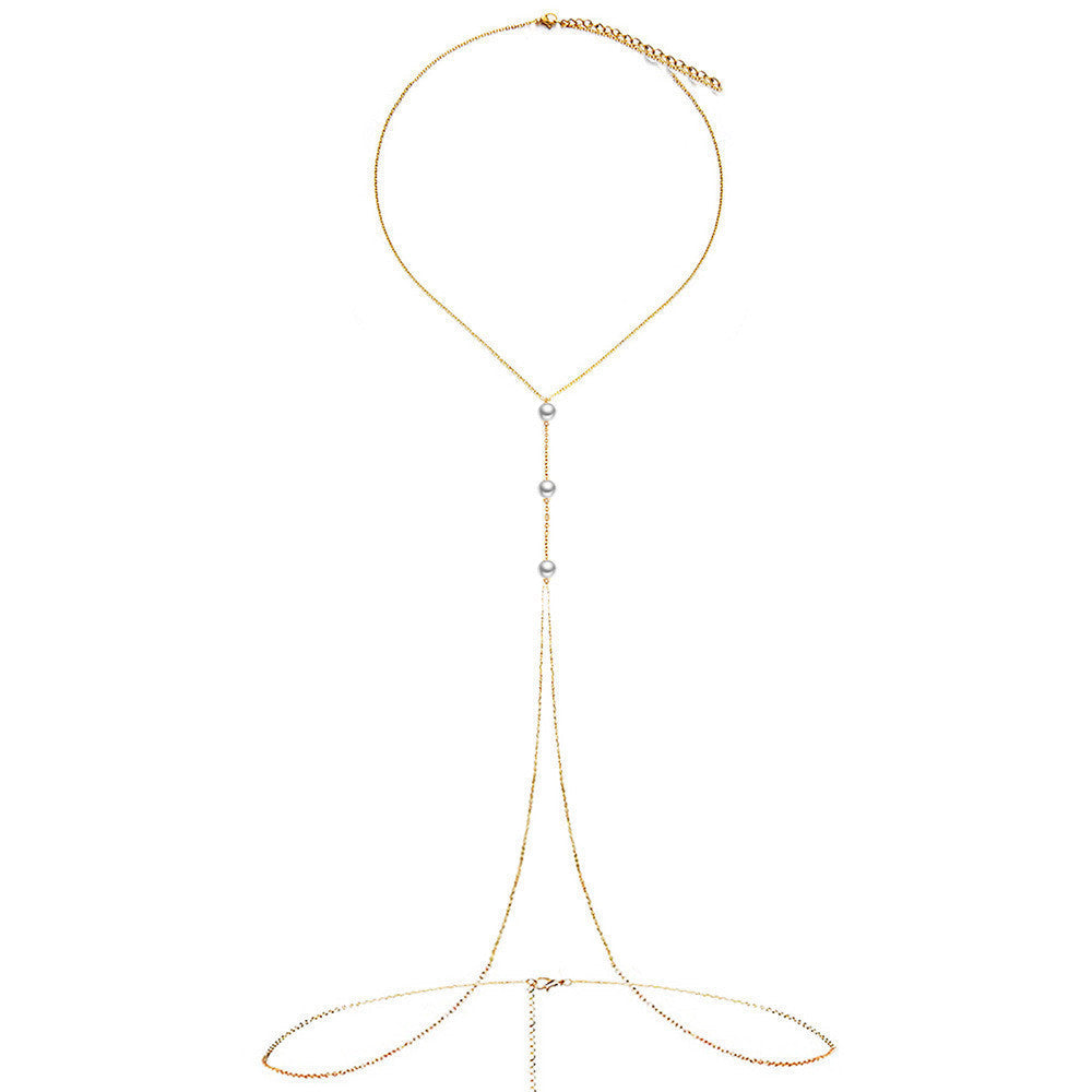 Sexy Pearl Chest Bra Belly Body Chain