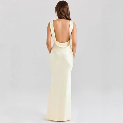 Spring Summer Bodycon Silk Dress Casual Party Slit Dress