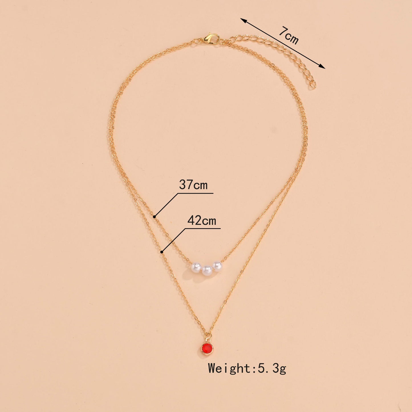 Women Red Crystal Layer Choker Necklace