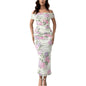 Women's Sexy Slit Bodycon Body-Hugging Printed Dress Pleated Maxi Skirt