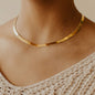 14K Gold Plated Herringbone Choker Necklace - Dainty Thin Snake Chain Layered Jewelry for Women