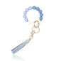 PU Tassel Keychain Women's Bag charm Silicone Beaded Keychain Wristlet Key Ring Bracelet Cute Car Key Chain Holder for Women Girls