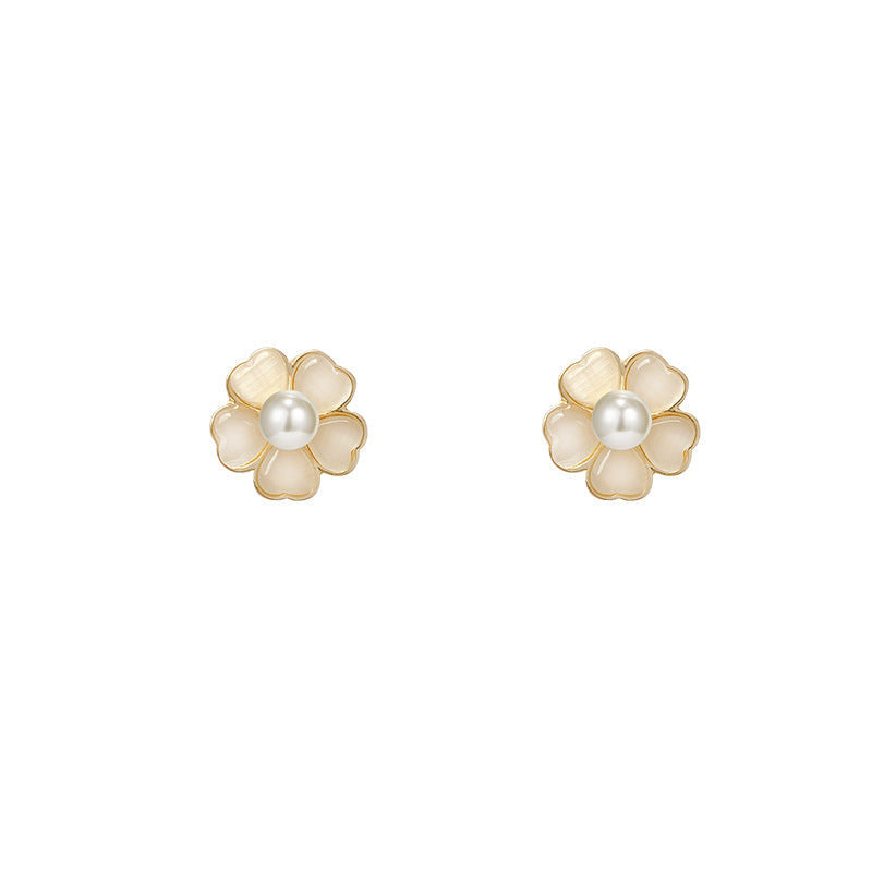 Opals Flowers Pearl Earrings