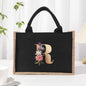 Cotton and linen canvas tote bag, printed letter tote bag, portable light handbag, gift shopping bag
