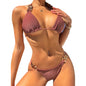 Swimwear with chest pad women's split swimsuit chain high waist sexy bikini split high waist slimming