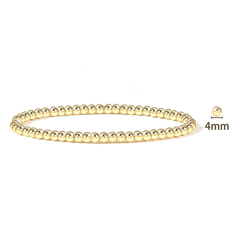 Metallic Round Bead Stretch Bracelet Set