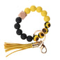 PU Tassel Keychain Women's Bag charm Silicone Beaded Keychain Wristlet Key Ring Bracelet Cute Car Key Chain Holder for Women Girls