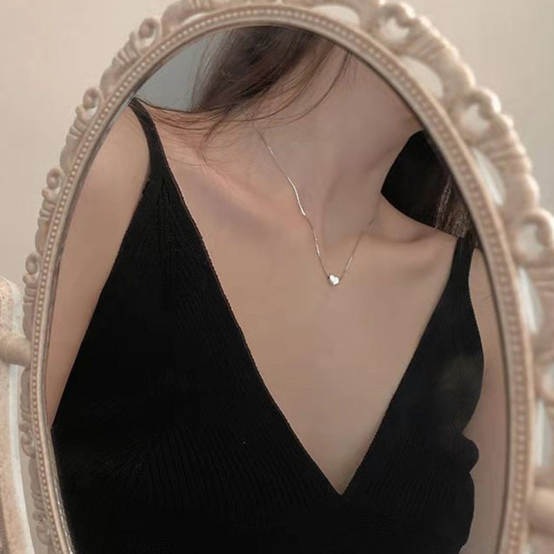 Tiny Heart Necklace for Women Chain Shape Pendant