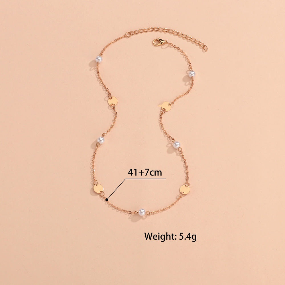 Pearl Disc Chain Necklace