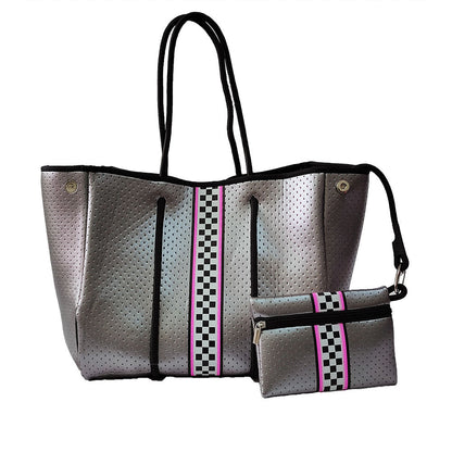 Neoprene Perforated Tote Set – Mother-Child Beach Bag, Water-Resistant Gym & Swim Duffle
