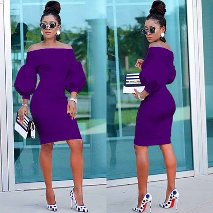 Sexy Dress Women's Off The Shoulder Bodycon Dress Lantern