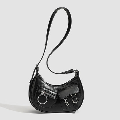 Design Stylish Retro Small Crossbody Bag - Versatile Punk Crescent Bag for Everyday Use