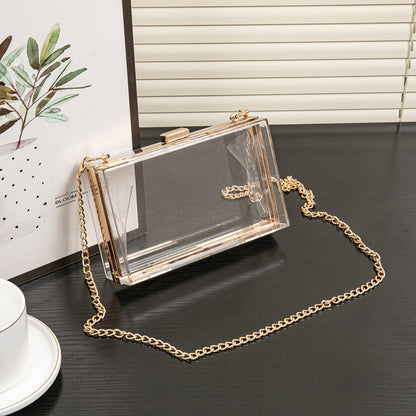 Acrylic Women's Bags, Small Square Bags, Transparent Box Bags, Dinner Bags.