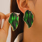 Vintage Irregular Pleated Petal Oil-Drop Earrings Enamel Geometric Jewelry