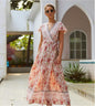 Casual vacation printed dresses lace-up big pendulum showing thin short sleeves