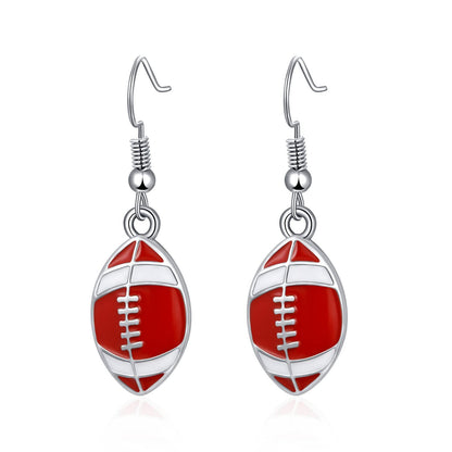 Rhinestone Football & Rugby Earrings for Women - Sparkling Sports Fan Dangle Drop Stud Earrings