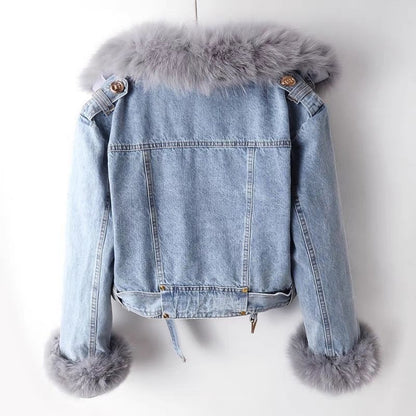 Denim Jacket with Detachable Faux Fur Liner