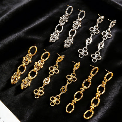 18K Real Gold Plated Stainless Steel Long Tassel Chain Earrings