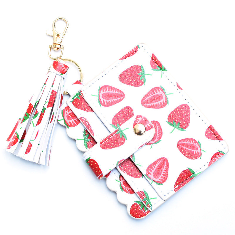 Personalized PU leather printed leopard print women's change bag multi-card ID bag fringed pendant