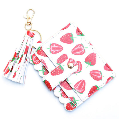 Personalized PU leather printed leopard print women's change bag multi-card ID bag fringed pendant